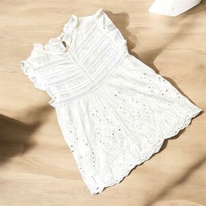 Vintage Dressing White Peasant Top Blouse Sleeveless Small Casual